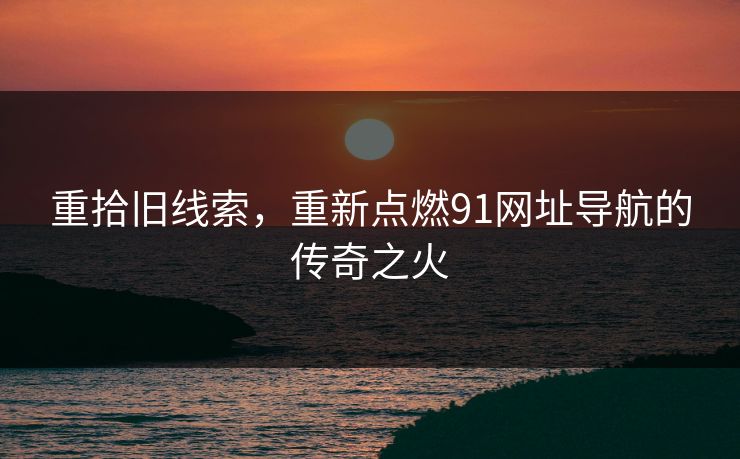 重拾旧线索，重新点燃91网址导航的传奇之火