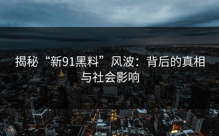 揭秘“新91黑料”风波：背后的真相与社会影响