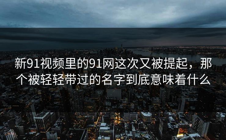 新91视频里的91网这次又被提起，那个被轻轻带过的名字到底意味着什么