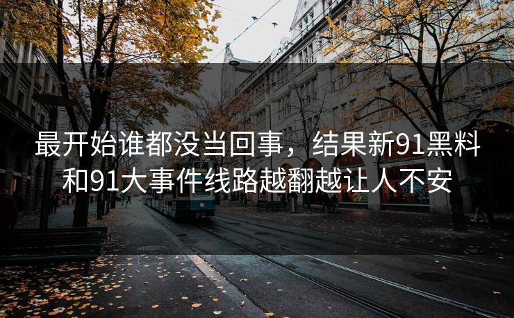 最开始谁都没当回事，结果新91黑料和91大事件线路越翻越让人不安