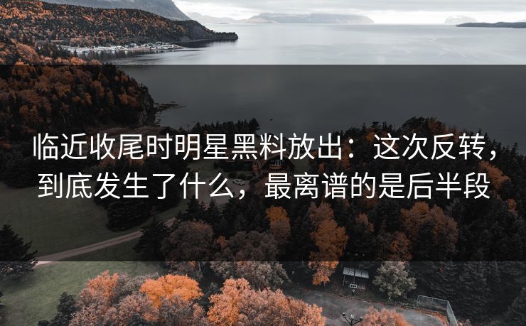 临近收尾时明星黑料放出：这次反转，到底发生了什么，最离谱的是后半段