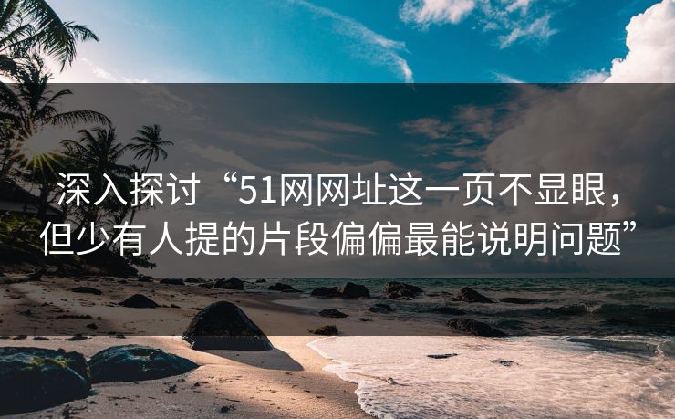 深入探讨“51网网址这一页不显眼，但少有人提的片段偏偏最能说明问题”