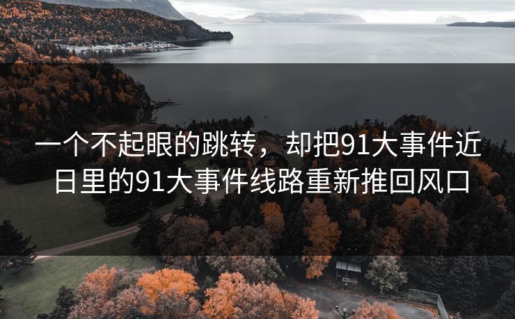 一个不起眼的跳转，却把91大事件近日里的91大事件线路重新推回风口
