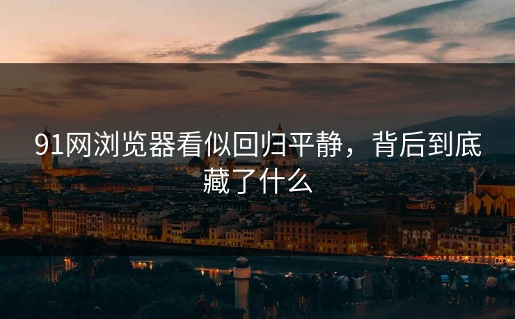 91网浏览器看似回归平静，背后到底藏了什么