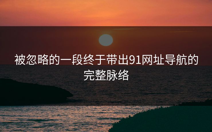 被忽略的一段终于带出91网址导航的完整脉络