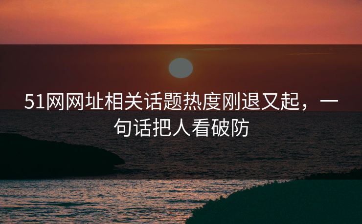 51网网址相关话题热度刚退又起，一句话把人看破防
