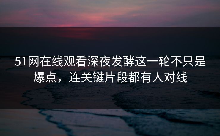 51网在线观看深夜发酵这一轮不只是爆点，连关键片段都有人对线