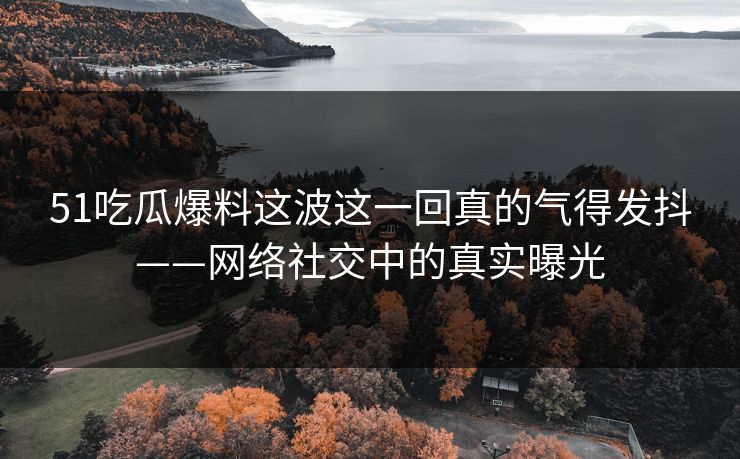 51吃瓜爆料这波这一回真的气得发抖——网络社交中的真实曝光